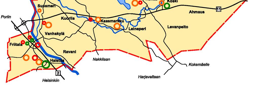 Yritystonteista teollisuustontit sijoittuvat Kettumetsän ja Koskin alueelle, muut yritystontit Friitalan ja Keskustan alueelle. Friitalantien yritystontit sijaitsevat Friitalatalon vieressä (yht. n.