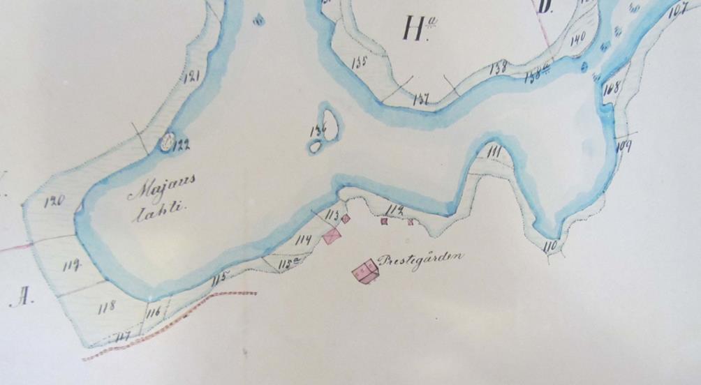 Kuva 7. Kartta pappilan tontin alueesta (1867-1871).