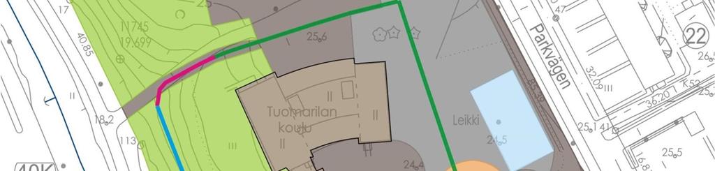 Putken sijoittelu on suuntaa antava ja sekä tarkka sijoitus että korkomaailma on tarkistettava jatkosuunnittelussa.