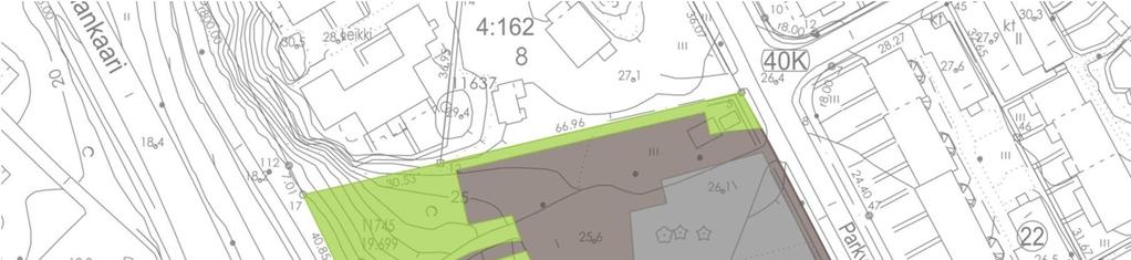 7 Toinen tutkittu VE4 on esitetty kuvassa 6. Kuva 6. Vaihtoehto 4, suunnitellut pihapinnoitteet.