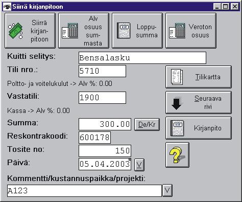 .1.2003 Korko/alennus voidaan määrittää "X" rivien lisäksi muille laskuille.