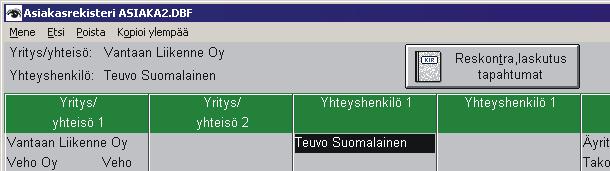 13.3.2009 Reskontra -taulukossa kun "V" kentän Projekti/viitteenne esiin tulee valikko, josta voi valita jos ko. ehtoon sovelletaan ns. TAI ehtoa.