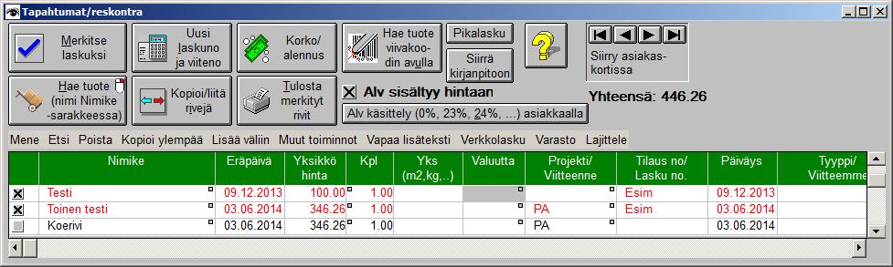 7.7.2014 Kopioi/liitä voidaan tehdä valitulle sarakkeelle. Ohessa sarakkeeseen Tilausno on kaikille x-riveille laitettu teksti Esim painamalla pientä OK -nappia. 16.10.