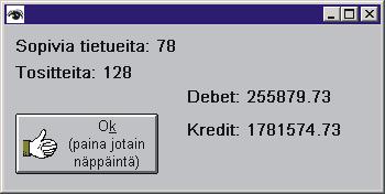 .1.2004 Jaa tosite osiin ikkunassa nappi Kopioi sarake ylempää kopioi kaikista sarakkeista.