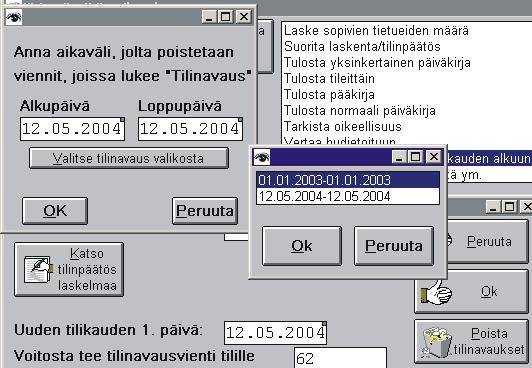 2004 Laske sopivien tietueiden määrä laskee myös tositteiden määrän ottaen huomioon vastaviennit ja