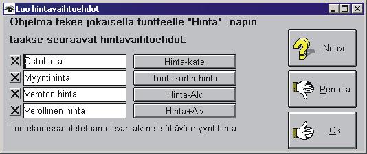 Jos muita tuotteita on lisätty myös annettuna aikavälinä niistä tulostuu etiketit myös vastaavasti. 21.7.2006 Inventaario -toiminnassa mahdollisuus valita vertailukenttä.