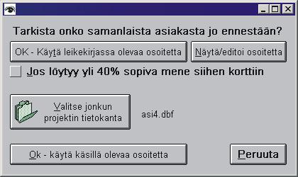 2005 Sumea etsintä voidaan kohdistaa kahden eri tietokannan välillä painamalla nappia Valitse jonkun toisen projektin tietokanta. 14.7.