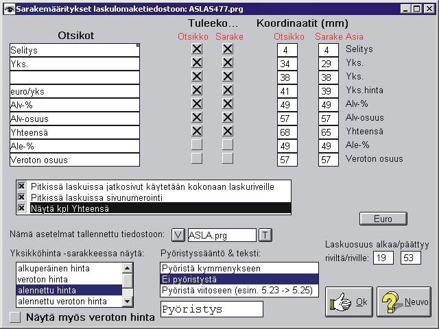 2005 Reskontra Tulosta sopivat -raporteissa voidaan jättää pois luokitus ja rivialennukset. Tällöin raporteissa on alentamattomat bruttohinnat. 17.9.2005 Yhdistetty Finvoice/sähköpostilasku.