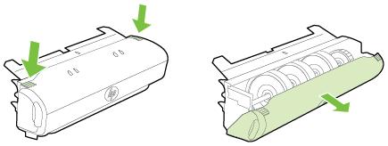 Poista paperitukokset aina laitteen automaattisen kaksipuolisen tulostuksen lisälaitteen puolelta. 2. Tarkista kaksipuolisen tulostuksen yksikkö. a. Paina kaksipuolisen tulostuksen yksikön sivujen painikkeita ja irrota sitten yksikkö paikaltaan.