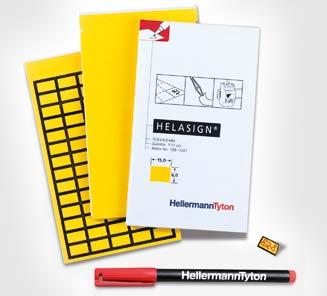 5.2 Merkintäjärjestelmät Komponenttimerkinnät Puuvillakangas merkintäetiketit taskulehtiössä HELASIGN - materiaali 270, keltainen Nopea tapa merkitä komponentteja.