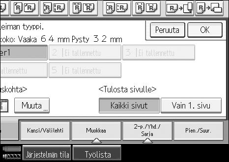 Kopioiminen D Valitse leiman tulostussivu painamalla [Kaikki sivut] tai [Vain 1. sivu]. E Kun olet tehnyt haluamasi asetukset, paina [OK].