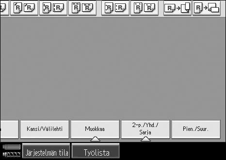 Kopiointitoiminnot Kopiointisuhteen valinta numeronäppäimillä Valitse kopiointisuhde numeronäppäimillä. A Paina [Pien./Suur.]. B Paina [Suhde - %].