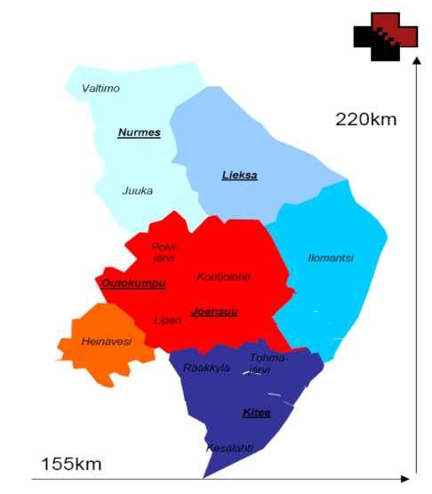 ENSIHOITO PKSSK:N ALUEELLA Alue 1 2H+1P+3E Alue 2 1H+1P (8-20)+1E + yksi tarvittaessa L4:n kautta Ensihoitopalvelut järjestää Pohjois-Karjalan sairaanhoito- ja sosiaalipalvelujen kuntayhtymä PKSSK