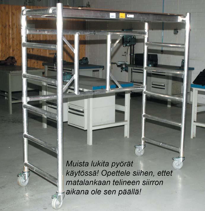 ihmisille. Pyörällistä, siirreltävää telinettä saa käyttää vain painumattomalla alustalla.