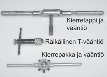 ) 98 Metallityöt Kierteen käyttö ja kierteen muotoja Kiinnityskierteiden avulla kiinnitetään koneenosia