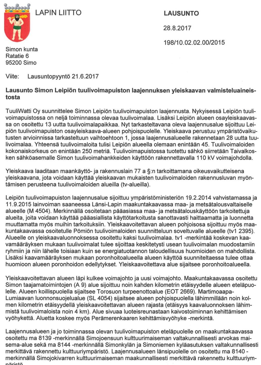 FCG SUUNNITTELU JA TEKNIIKKA OY LEIPIÖN TUULIVOIMAPUISTON