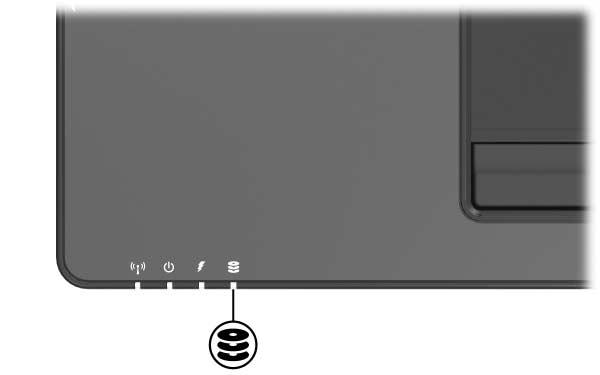 2 Levyaseman merkkivalo Levyaseman merkkivalo vilkkuu, kun asema on käytössä. Aseman merkkivalo muuttuu kellanruskeaksi, jos tietokone pudotetaan tai sitä siirretään sen käyttäessä akkuvirtaa.