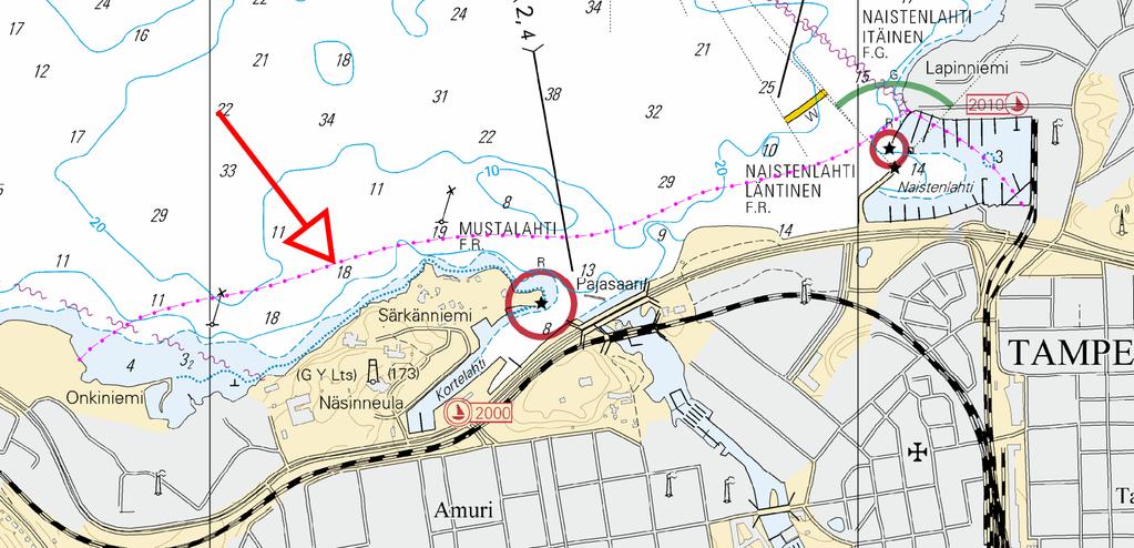 Tm/UfS/NtM 33. 30.11.2016 *341. N/501/501.1 Suomi. Kokemäenjoen vesistö. Näsijärvi. Tampere. Putkijohto. Karttamerkintä. Finland. Kumo älvs vattendrag. Näsijärvi. Tammerfors. Rörledning.