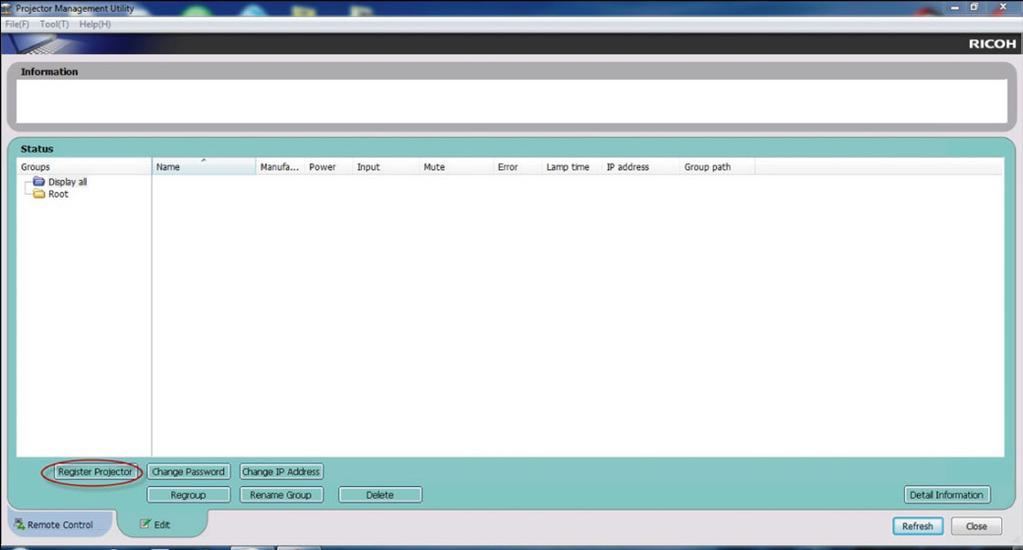 LAN-ohjaus 4. Avaa CD-ROM-levylle tallennettu "Projector Management Utility"-kansio. 5. Kaksoisnapsauta "Projector Management Utility"-kansion "setup.exe"-tiedostoa. 6.