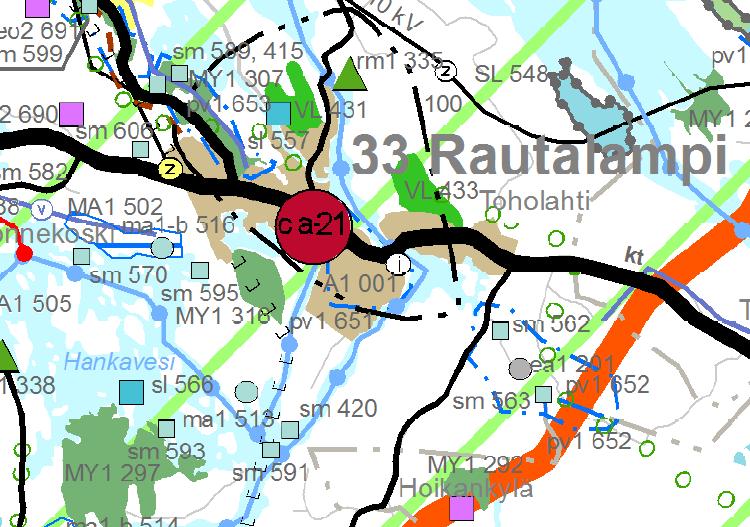 Kartta 12. Ote Pohjois-Savon maakuntakaavasta 2030.