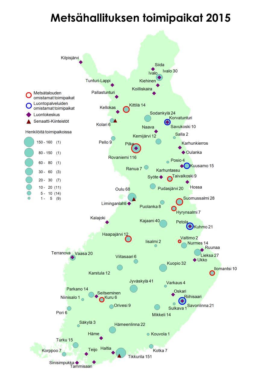 Metsähallituksen toimipaikat 41 toimistoa 22