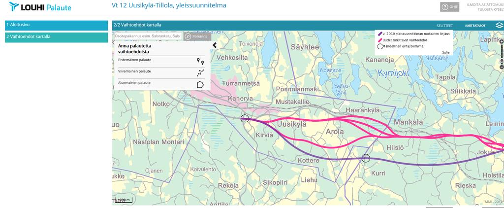 tapahtumista Karttapalautepalvelu Palautteenanto ja