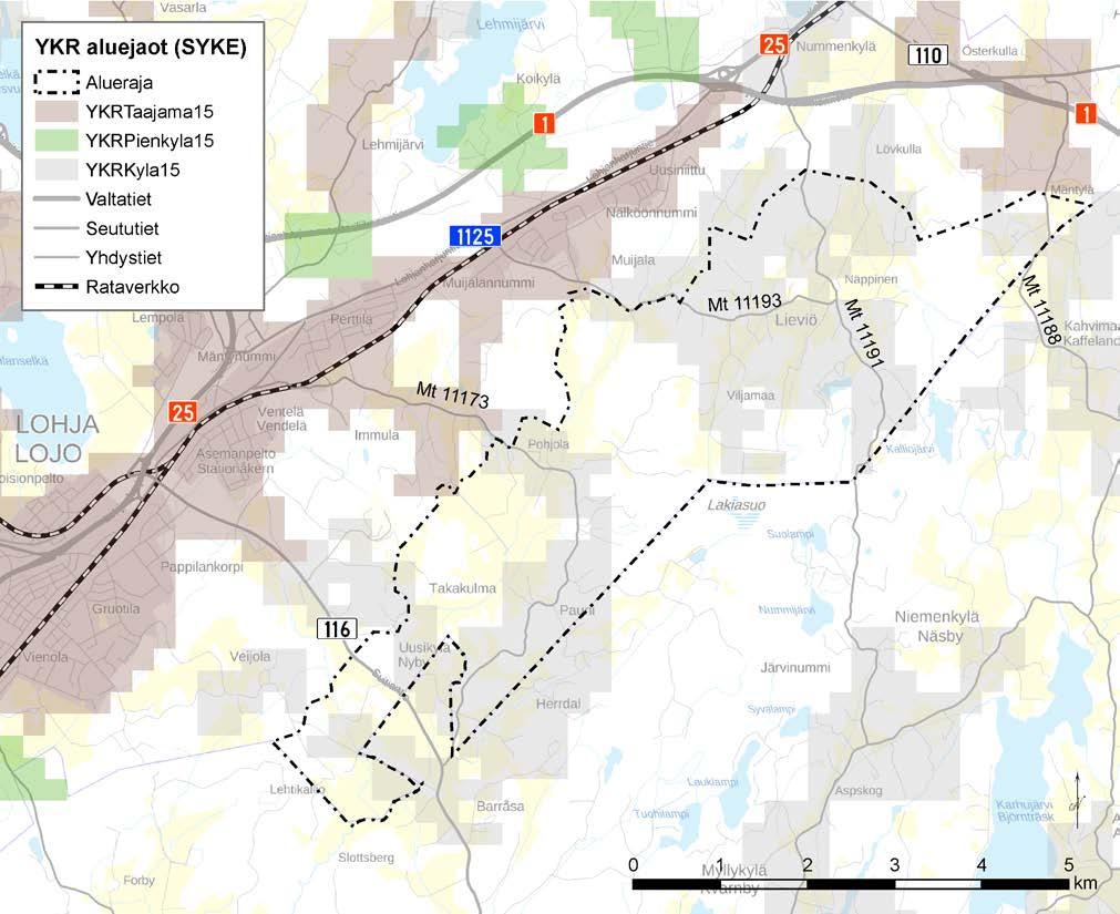 9 Yhdyskuntarakenteen aluejaot YKR-taajamalla tarkoitetaan vähintään 200 asukkaan taajaan rakennettua aluetta (250 m x 250 m ruudukko, jossa huomioidaan asukasluvun lisäksi rakennusten lukumäärä,