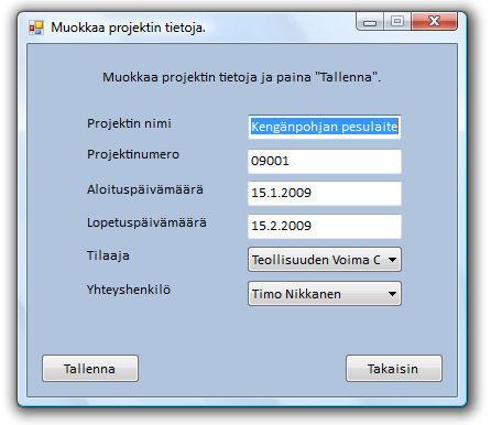 53 Näin projektit suodatetaan tilaajan mukaan ja vain yhden tilaajan projektit näytetään DataGridView-objektissa kerrallaan.
