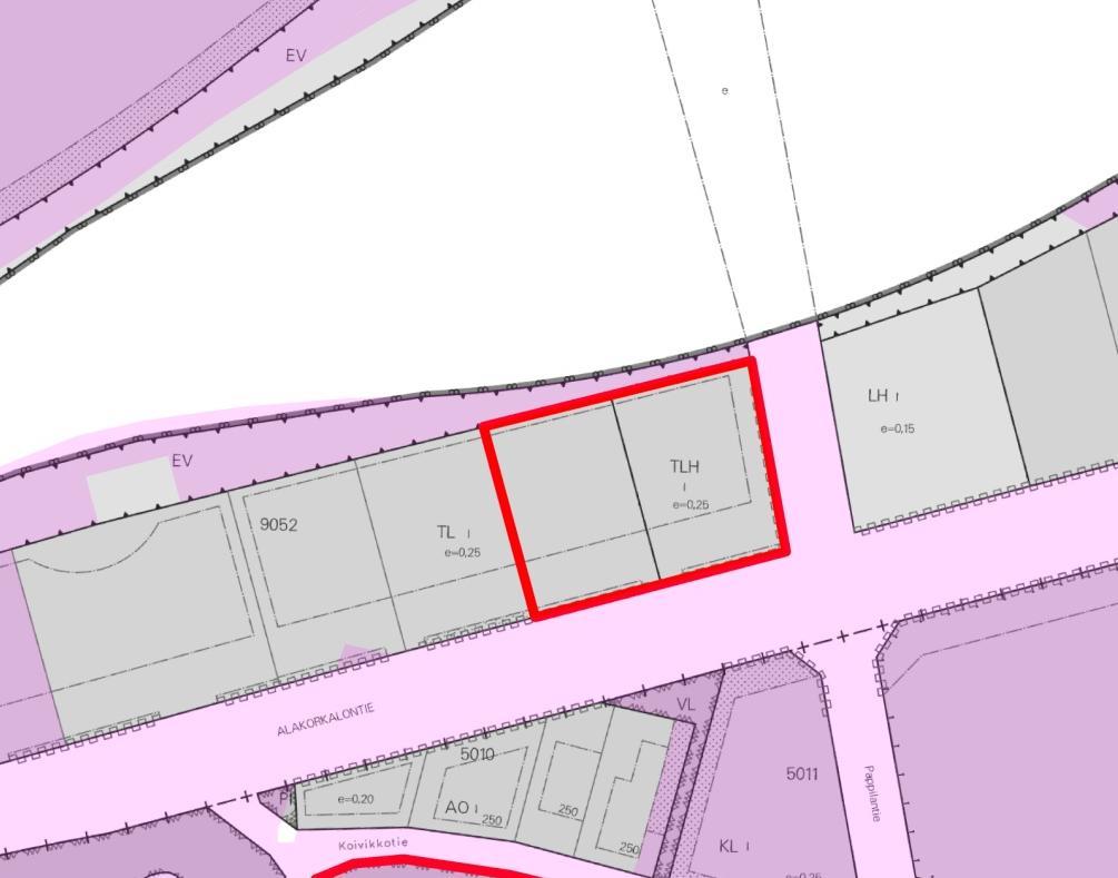 42. Kortteli 9052 tontit 1 ja 2, Alakorkalontie Kaupan kohde Pinta-ala (%) 8 900 (100%) Rakennusoikeuden