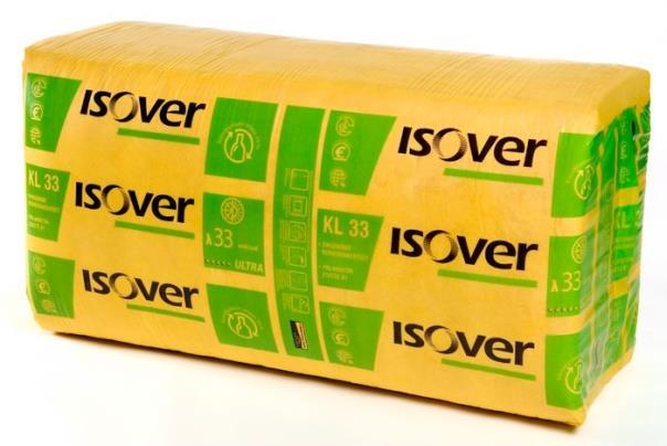 ISOVER KL33 Markkinoiden tehokkain pehmeä mineraalivillaeriste Lämmönjohtavuus λ