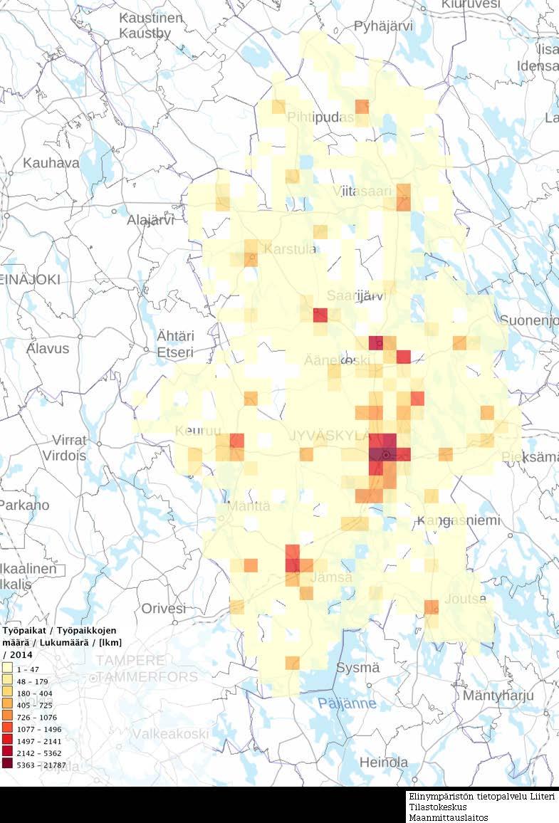 Maakunnan sisällä erilaisia työmarkkinoita Multia Jyväskylä Kyyjärvi Äänekoski Karstula Jämsä Viitasaari Pihtipudas Keuruu Kuhmoinen Joutsa Saarijärvi Kannonkoski Kinnula Konnevesi Hankasalmi Laukaa