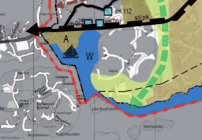 Utdrag ur generalplan för Sibbo 2025 (kommunfullmäktige 15.12.2008, lagkraftig med beslut av Högsta förvaltningsdomstol 23.12.2011). En svart pil anger läget för Storörens udde.