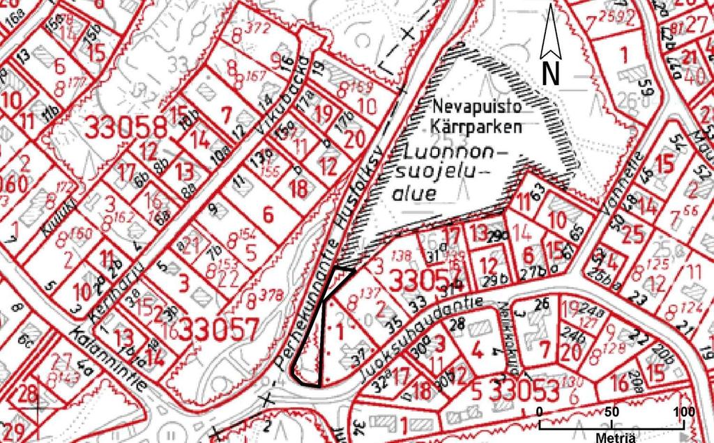 30 Kortti 7) Rauhoitettava alue: Maununnevan ruohokorpi Pinta-ala: 0,09 ha Kaupunginosa Tila ja Rn:o Omistaja Kaarela 33 Yleinen alue 33 P 51 Helsingin kaupunki Kaavat ja suunnitelmat: - Yleiskaava