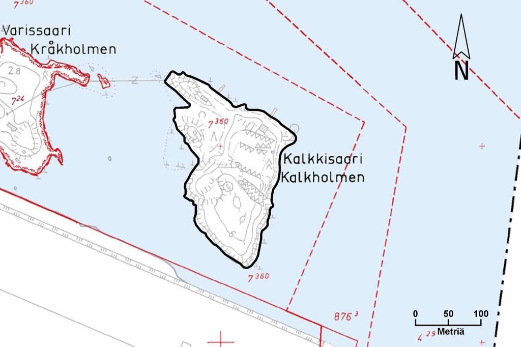 60 Kortti 26) Rauhoitettava alue: Kalkkisaari Pinta-ala: 3,18 ha Kylä Tila ja Rn:o Omistaja Länsisalmi 417 Westerkulla 7:360:M601 Yksityinen Länsisalmi 417 Retkeilyalue 7:362 Helsingin kaupunki