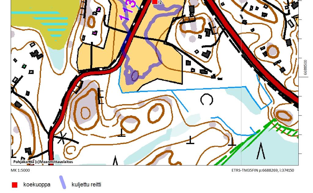 alueella, mittakaava 1:5000.