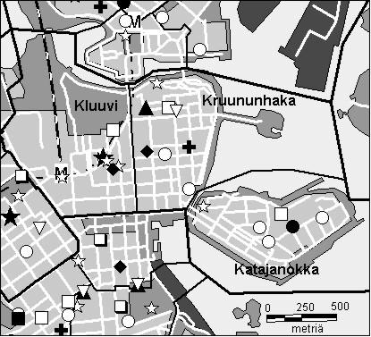 11 Vironniemen peruspiiri Copyright Helsingin kaupunki, Kaupunkimittausosasto 36 /23 Genimap Oy, Lupa L5475/3 Asukastiheys h/km2 Asuntojen keskikoko m2 Asuntokuntien keskikoko Korkeakoulututkinto 15