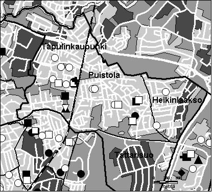 55 Puistolan peruspiiri Copyright Helsingin kaupunki, Kaupunkimittausosasto 36 /23 Genimap Oy, Lupa L5475/3 Asukastiheys h/km2 Asuntojen keskikoko m2 Asuntokuntien keskikoko Korkeakoulututkinto 15 1