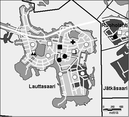 15 Lauttasaaren peruspiiri Copyright Helsingin kaupunki, Kaupunkimittausosasto 36 /23 Genimap Oy, Lupa L5475/3 Asukastiheys h/km2 Asuntojen keskikoko m2 Asuntokuntien keskikoko Korkeakoulututkinto 15