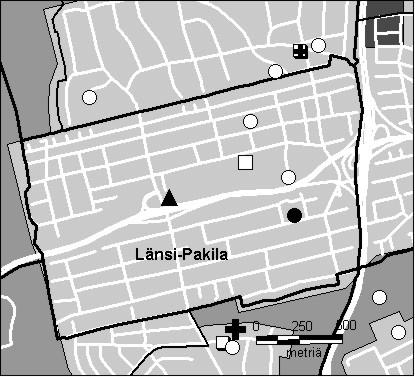 42 Länsi-Pakilan peruspiiri Copyright Helsingin kaupunki, Kaupunkimittausosasto 36 /23 Genimap Oy, Lupa L5475/3 Asukastiheys h/km2 Asuntojen keskikoko m2 Asuntokuntien keskikoko Korkeakoulututkinto