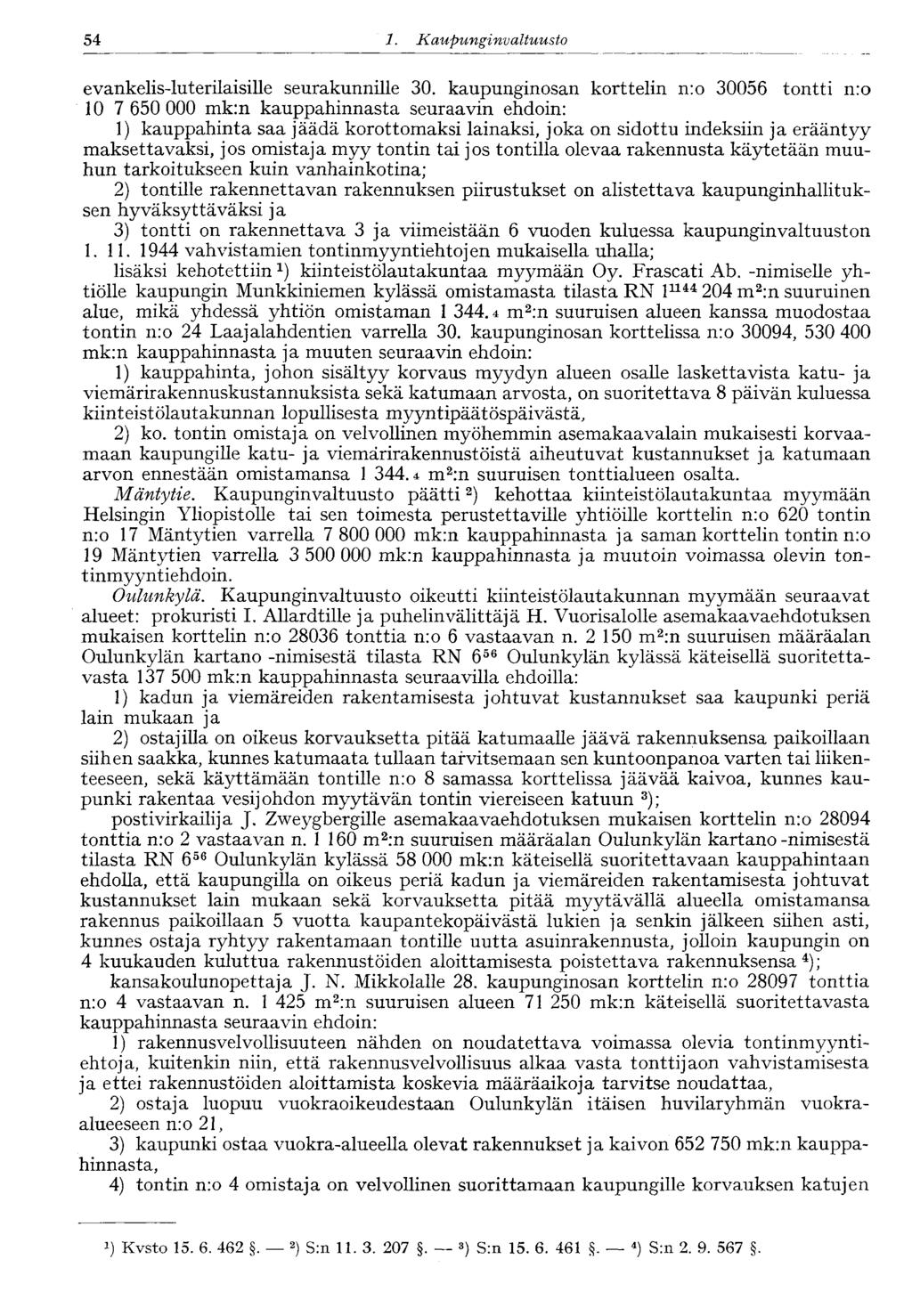 54 1. Kaupunginvaltuusto evankelis-luterilaisille seurakunnille 30.