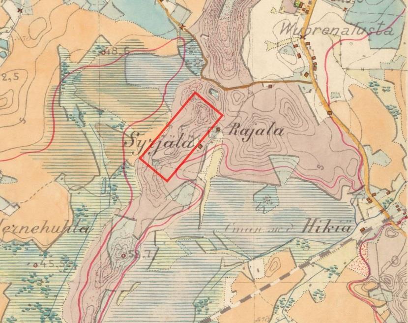 1842.  neliöllä. Ote Senaatinkartasta v. 1884.