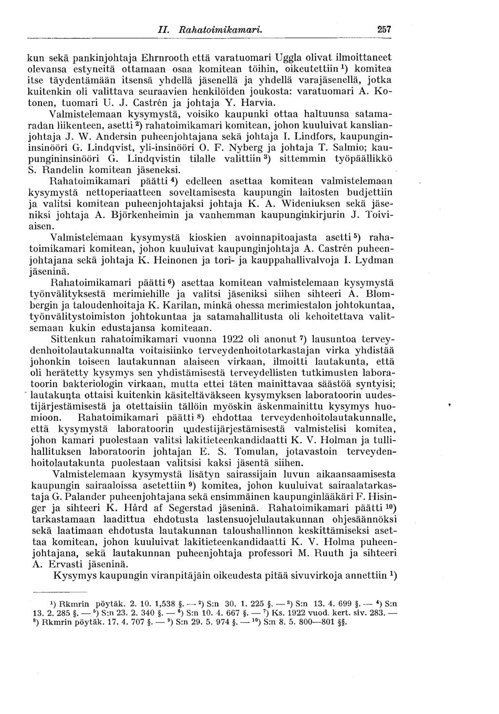 II. Rahatoimikamari.