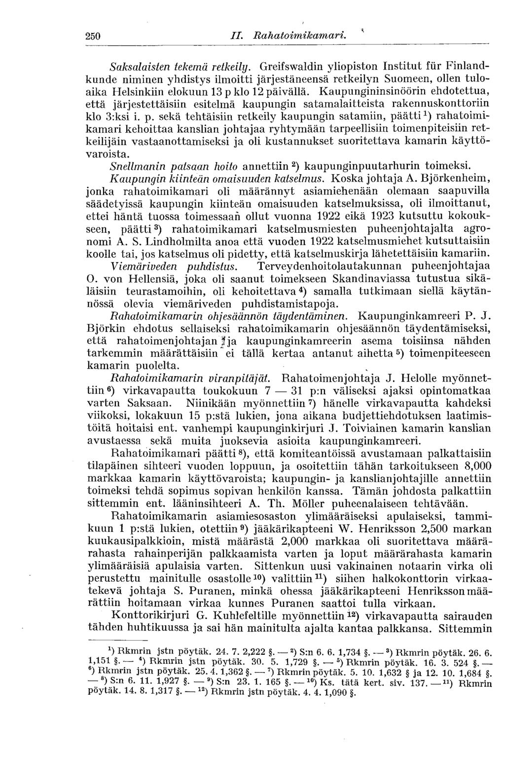 250 II. Rahatoimikamari. Saksalaisten tekemä retkeily.