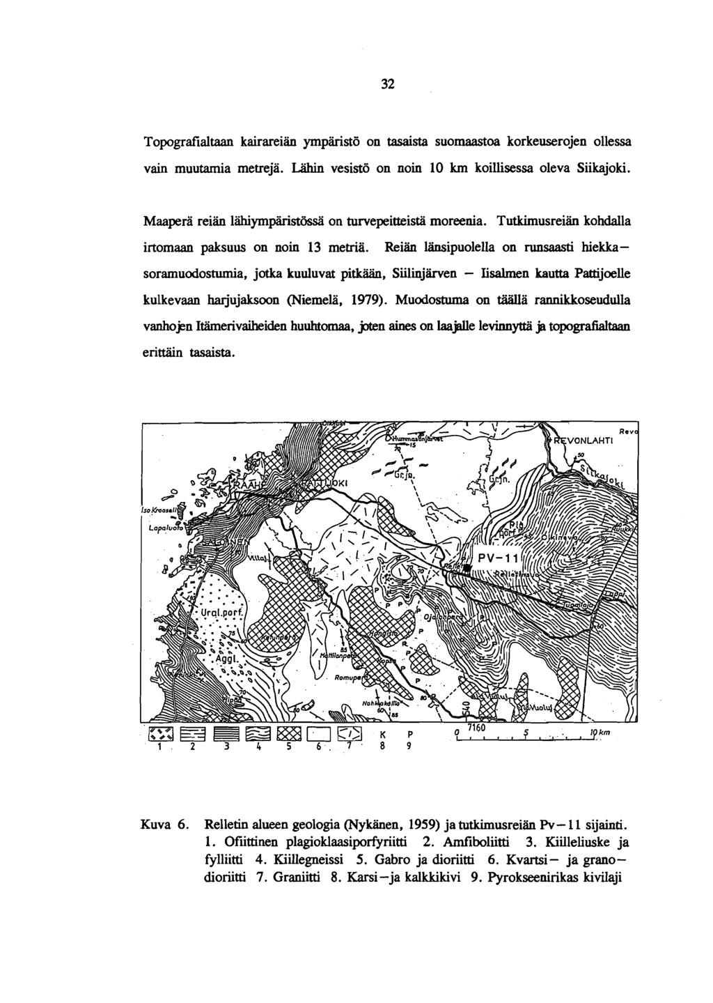 Topografialtaan kairareiiin ympiristii on tasaista suomaastoa korkeuserojen ollessa vain muutamia metreja. LZihin vesistii on noin 10 km koillisessa oleva Siikajoki.