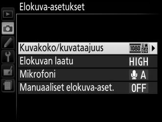 Huomaa, että ISO-herkkyys pysyy valitussa arvossa; kamera ei säädä ISO-herkkyyttä automaattisesti, kun Päällä on valittu kuvausvalikon kohtaan ISO-herkkyysasetukset > Autom. ISO-herkkyyssäätö (0 66).