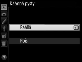 Valitse korostettu kohta painamalla J. Poistu tekemättä valintaa painamalla G-painiketta.