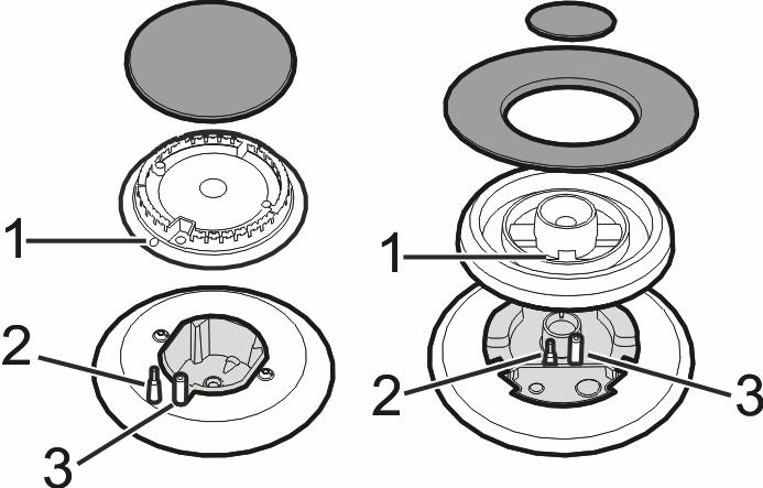 Käyttö Liekkien jako-osien ja kansien oikea asento Ennen keittotason polttimien sytyttämistä varmista, että liekin jako-osat ja vastaavat kannet on asetettu paikoilleen.