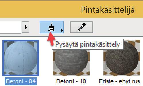 Sarkain-näppäimen (TAB) eli Pinnan valinta -asetusten avulla voi vaihtaa valitun elementin eri sivujen välillä, koska koko elementin tai vain sen tietyt sivut voi maalata kerralla. 2.1.