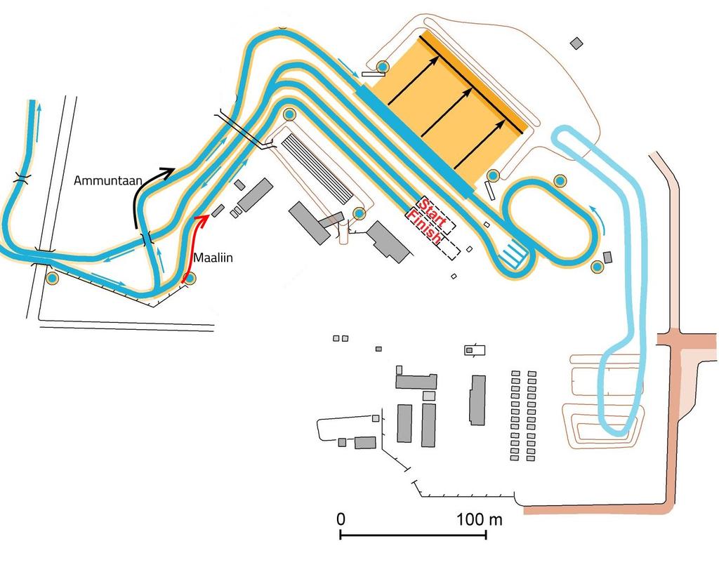 Stadionkartta 1 Päärakennus - kilpailutoimisto - joukkueenjohtajien kokous - kisaravintola 1 2 2 2 Voitelutilat - B- ja C-talot HUOM!