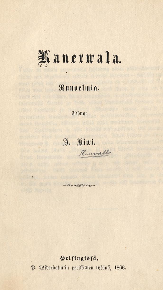 UHnerwHlH. Runoelmia. Tehnyt A. Aiwi.